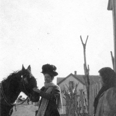 Dollie Daniel and a Horse in Dickens County, Texas