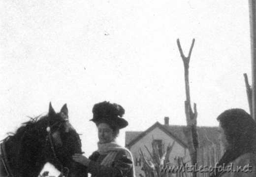 Dollie Daniel and a Horse in Dickens County, Texas