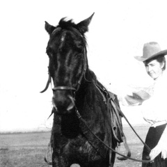 Dollie Daniel and a Horse in Dickens County, Texas