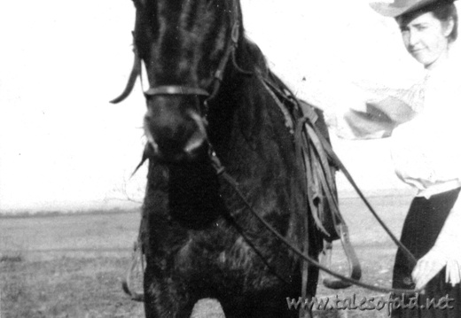 Dollie Daniel and a Horse in Dickens County, Texas