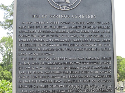 Holly Springs Cemetery Marker