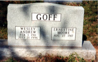 Tombstone of Wesley Andrew Goff